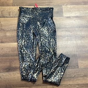 Spanx Faux Leather Leopard Legging Animal Print Cheetah Glossy Small ASO Blogger